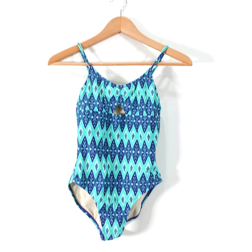 CLEOBELLA Swimsuit Girl One Piece 8 Cut Out Western Aztec Boho Bathing Turquoise